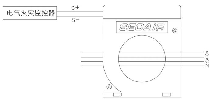 J-SCM41(160)剩余電流式電氣火災(zāi)監(jiān)控探測(cè)器接線圖