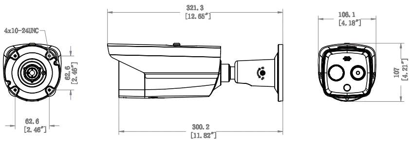 DS-2TD2617B-3/PA、DS-2TD2617B-6/PA、DS-2TD2617B-10/PA熱成像攝像機(jī)外形尺寸圖