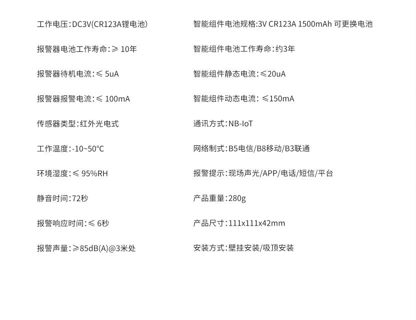 LZ-1956C-NB聯網煙霧探測器技術參數