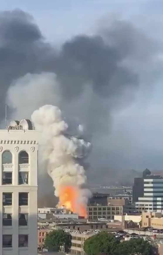 洛杉磯市中心起火爆炸