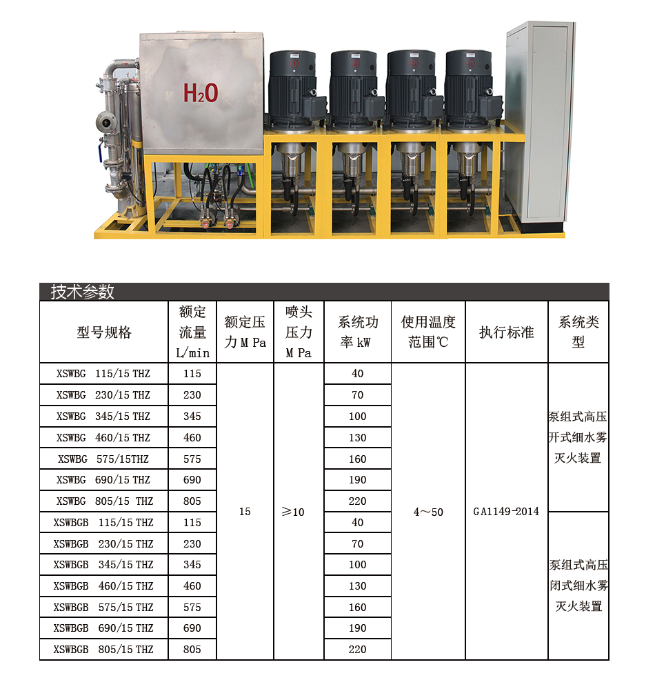 細(xì)水霧滅火裝置參數(shù)