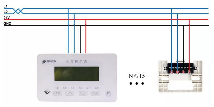 JBF4061火災顯示盤安裝接線圖