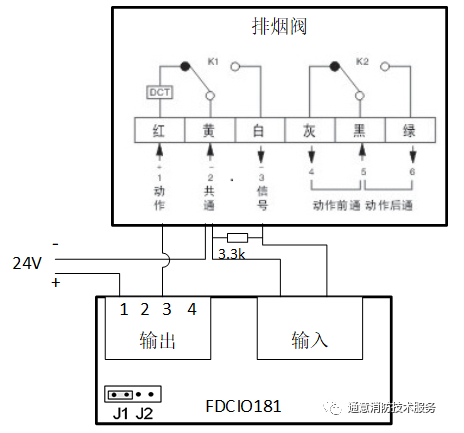 排煙閥與消防控制模塊的接線