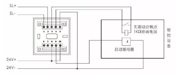 JF-M15直線接口盒與非自保持設(shè)備連接方式