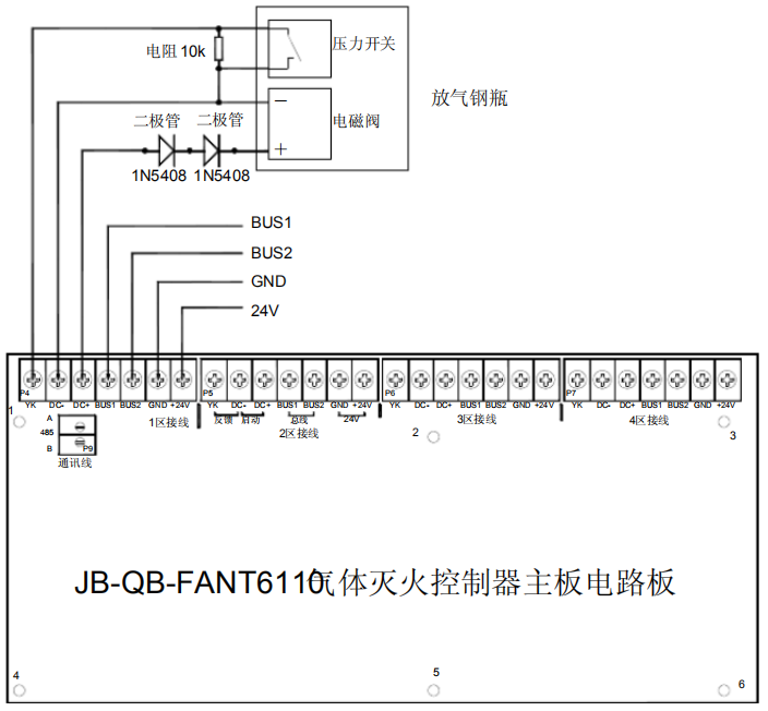 法安通JB-QB-FANT6110氣體滅火控制器接線圖