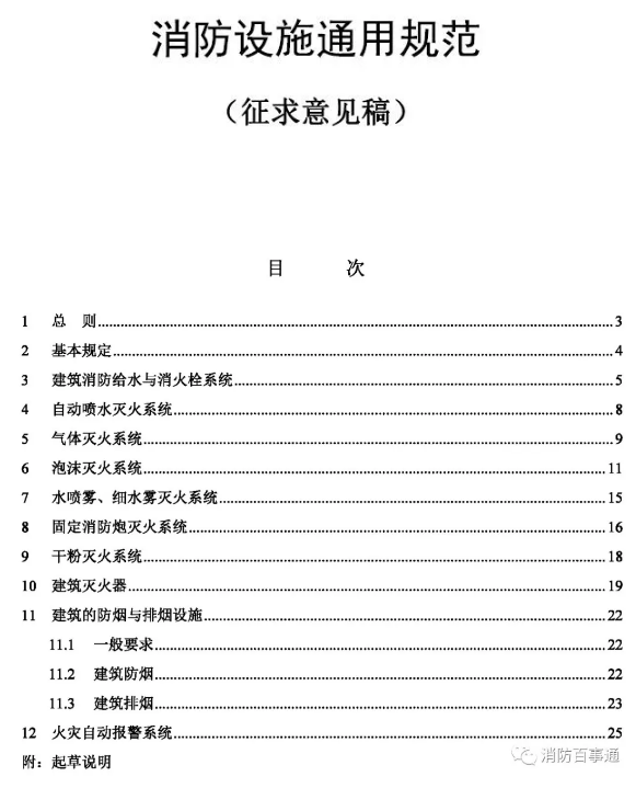 《建筑消防設施通用規(guī)范》目錄