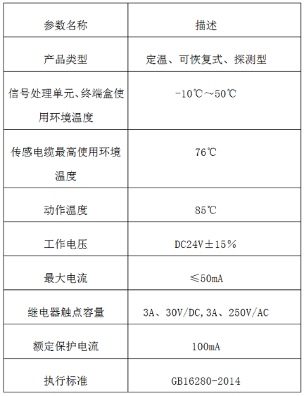 HRS-F101纜式線型感溫火災(zāi)探測器技術(shù)參數(shù)