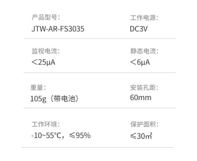賦安消防FS3035獨立式感溫火災探測器技術(shù)參數(shù)
