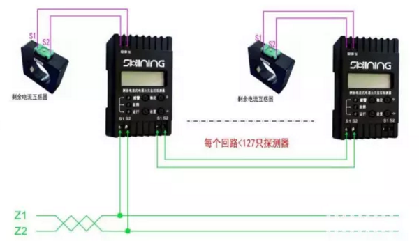 DH-YKS4951C剩余電流式電氣火災(zāi)監(jiān)控探測(cè)器接線圖