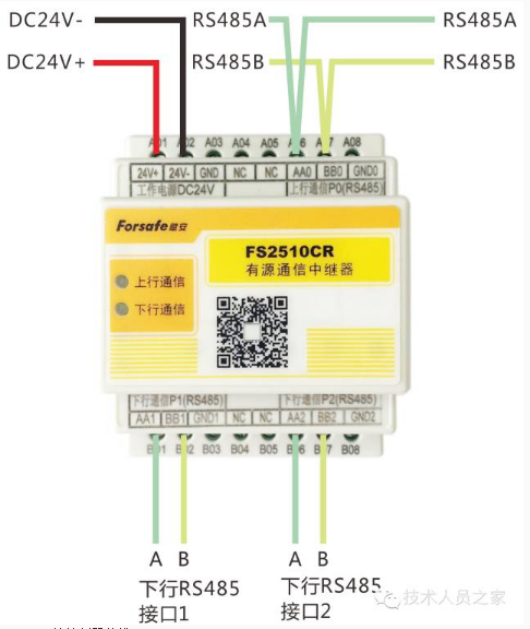 FS2510CR有源通信中繼器接線圖