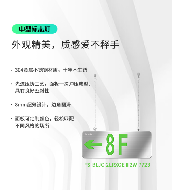 賦安消防超薄中型應(yīng)急標(biāo)志燈外觀