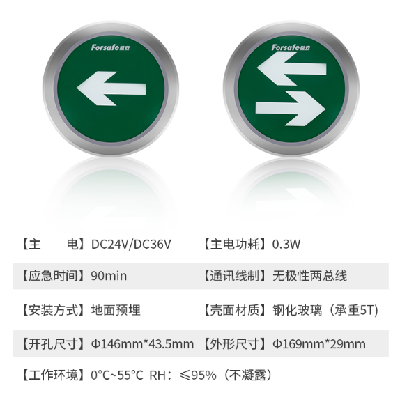 FS-BLJC-1LREⅠ0.3W-7634L(R)應(yīng)急疏散地埋燈IP68技術(shù)參數(shù)