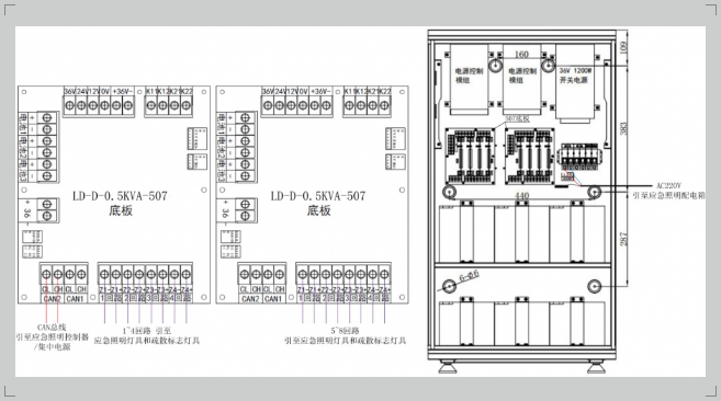 LD-D-1KVA-508消防應急燈具專用應急電源接線圖
