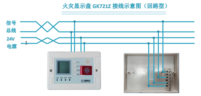 火災(zāi)顯示盤 GK721Z 接線示意圖（回路型）