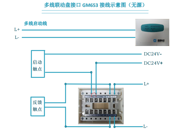多線聯(lián)動盤接口 GM653 接線示意圖（無源）