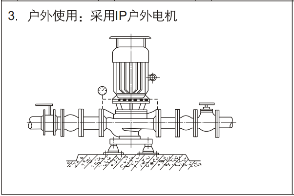消防泵安裝示意圖-戶外使用，采用IP戶外電機