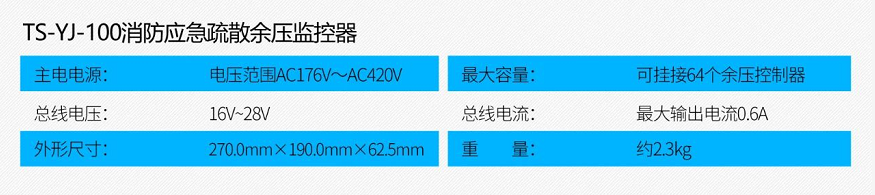 TS-YJ-100消防應(yīng)急疏散余壓監(jiān)控器技術(shù)參數(shù)
