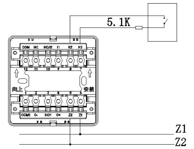 銳安科技RF1300輸入模塊常閉檢線接線示意圖