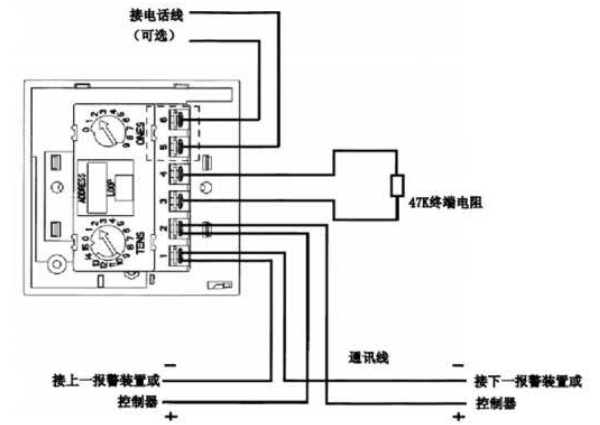986201型智能手動火災報警按鈕接線圖
