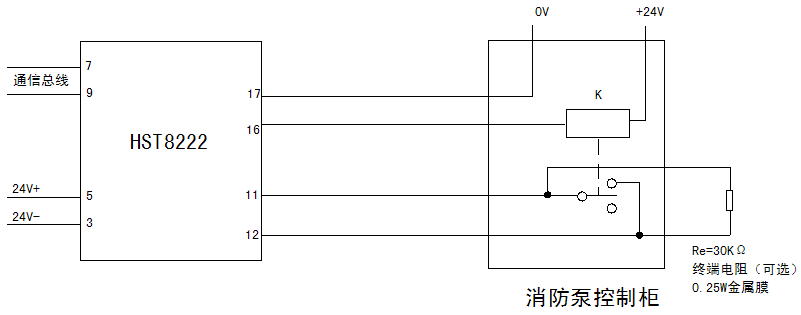 HST8222輸入輸出模塊消防泵控制柜接線圖