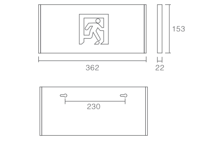 Z-BLJC-1LROEⅠ1W-1441A集中電源集中控制型標(biāo)志燈具LG1441A（語音安全出口）的產(chǎn)品尺寸