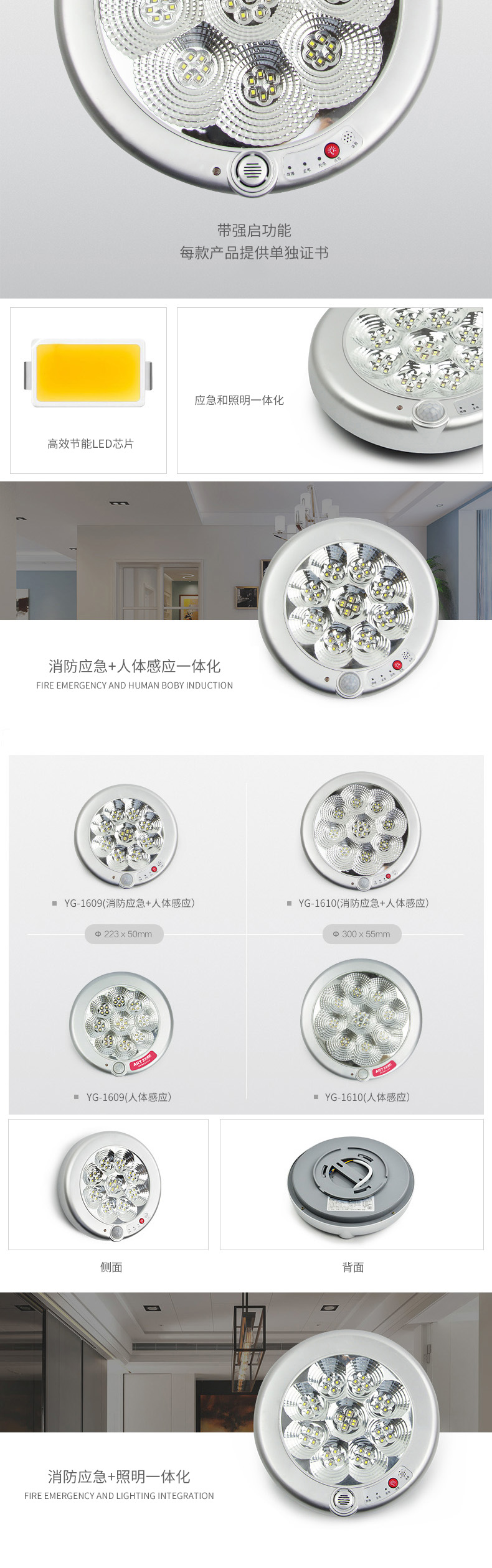 YG-ZFZD-E12W-1609藝光消防梅花應(yīng)急吸頂燈-1609