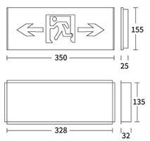SS-BLZD-I1LROE3W-112Q嵌入式疏散指示燈全塑款產(chǎn)品尺寸圖