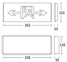 SS-BLZD-I1LROE3W-115Q嵌入式疏散指示燈全鋁款產(chǎn)品尺寸圖