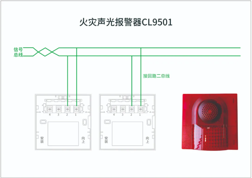 CL9501火災(zāi)聲光報(bào)警器接線圖