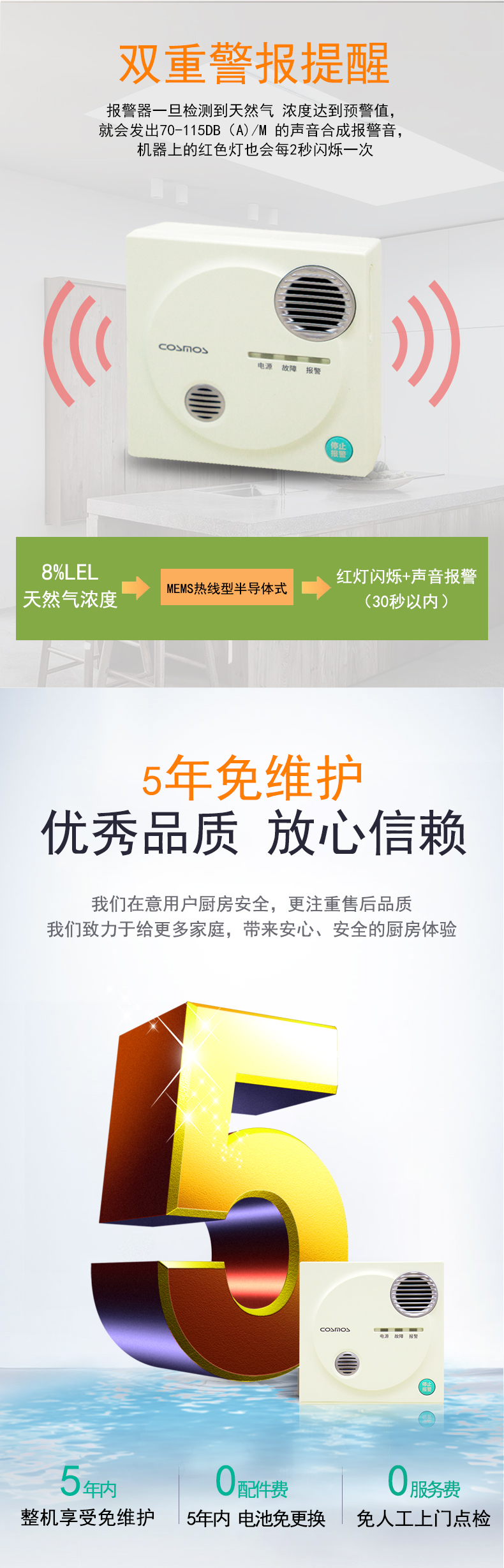 JT-CA-3L家用可燃?xì)怏w探測器優(yōu)勢