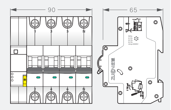 ZCB1iC-100H/4P物聯(lián)網(wǎng)斷路器外形尺寸