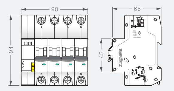ZCBLE1iC-100H/3P+N物聯(lián)網(wǎng)漏電斷路器外形尺寸