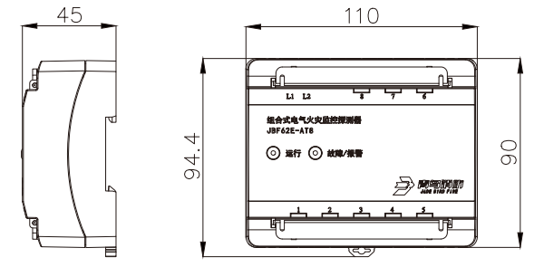 JBF62E-AT8組合式電氣火災(zāi)監(jiān)控探測器外形尺寸圖