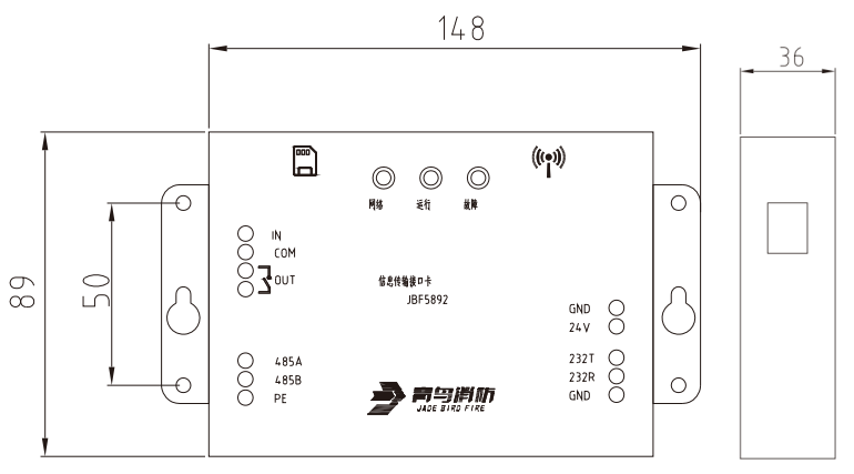 JBF5892信息傳輸接口卡產品結構