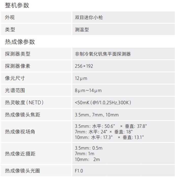 DH-HY-FT241LB系列熱成像火災探測器技術(shù)參數(shù)
