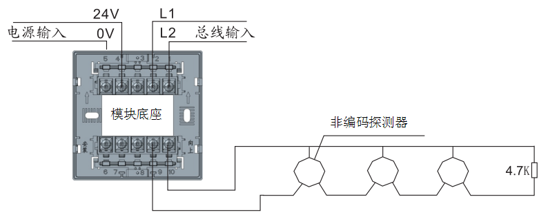 SD6212E輸入模塊連接非編碼報(bào)警設(shè)備接線圖