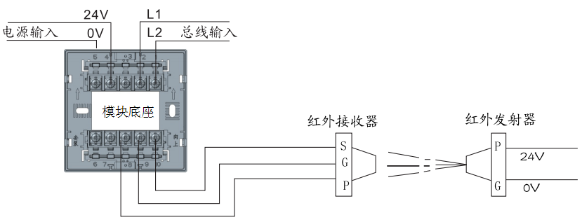 SD6212E輸入模塊連接線型紅外感煙火災(zāi)探測(cè)器接線圖