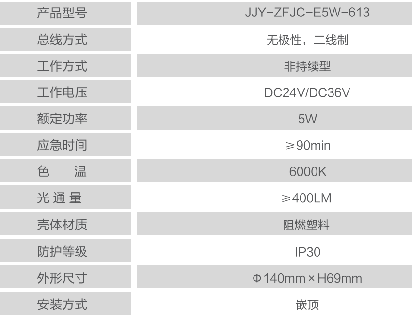 JY-ZFZC-E5W-613嵌頂式集中控制型消防應(yīng)急照明燈具技術(shù)參數(shù)