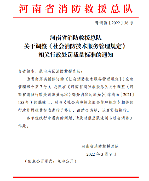 河南省消防行政處罰裁量標(biāo)準(zhǔn)