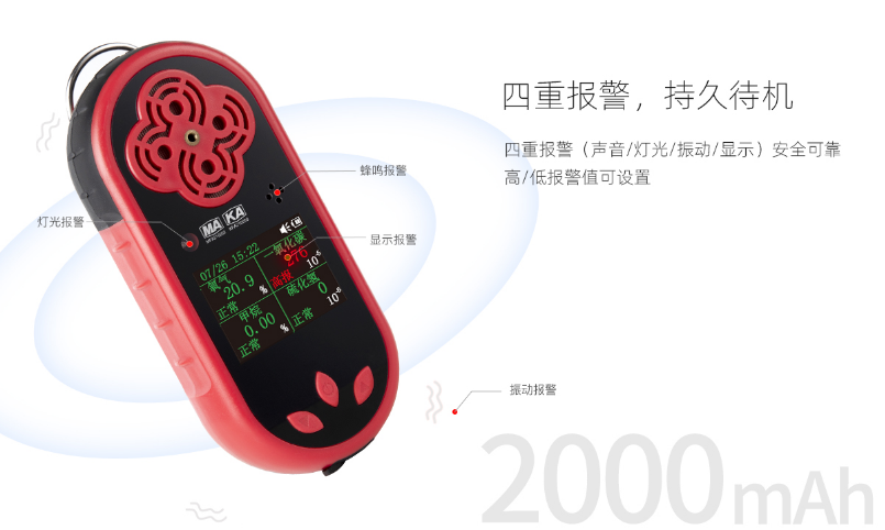 JD4四合一多參數(shù)氣體測定器報警功能