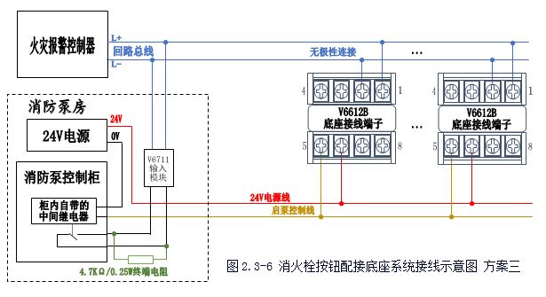 V6661消火栓按鈕接線方法——方案三
