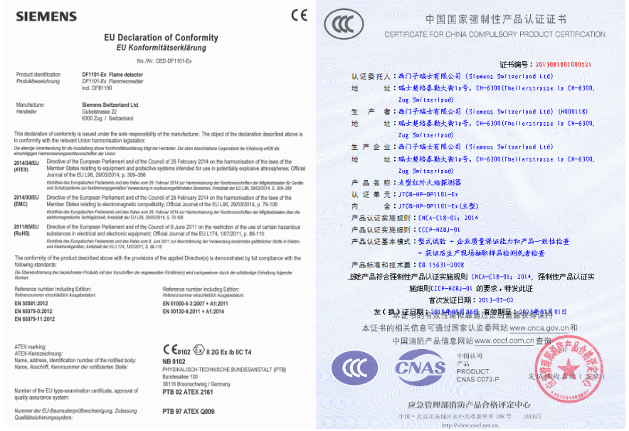DF1101-Ex火焰探測器認證證書