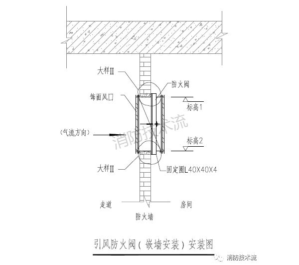 防火閥嵌墻安裝