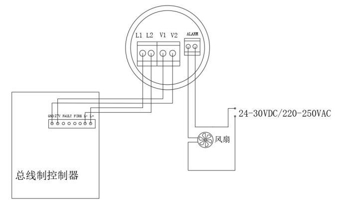 GT-JBF5101G-Ex工業(yè)及商業(yè)用途點(diǎn)型可燃?xì)怏w探測器接線圖