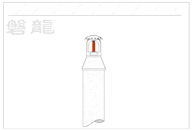 直立型噴頭滅火動作示意圖