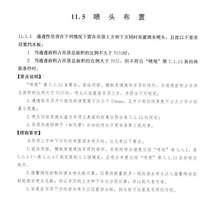 網(wǎng)格、柵板類通透性吊頂，灑水噴頭上噴下噴如何做