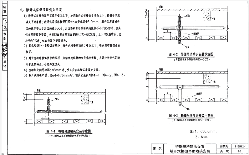 網(wǎng)格、柵板類通透性吊頂，灑水噴頭上噴下噴如何做