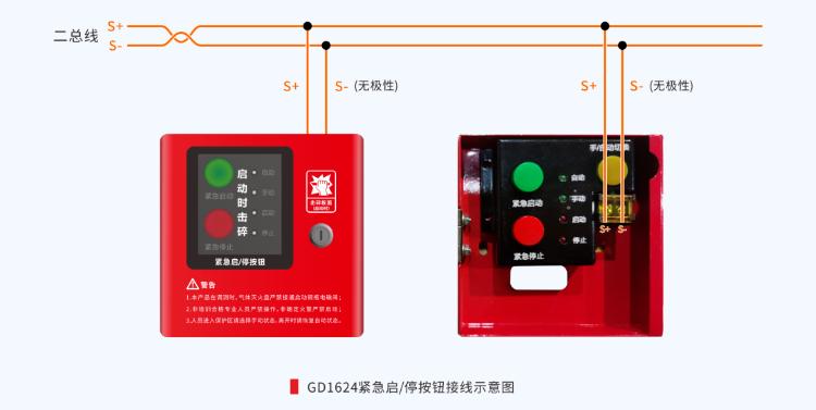 GD1624緊急啟/停按鈕接線圖