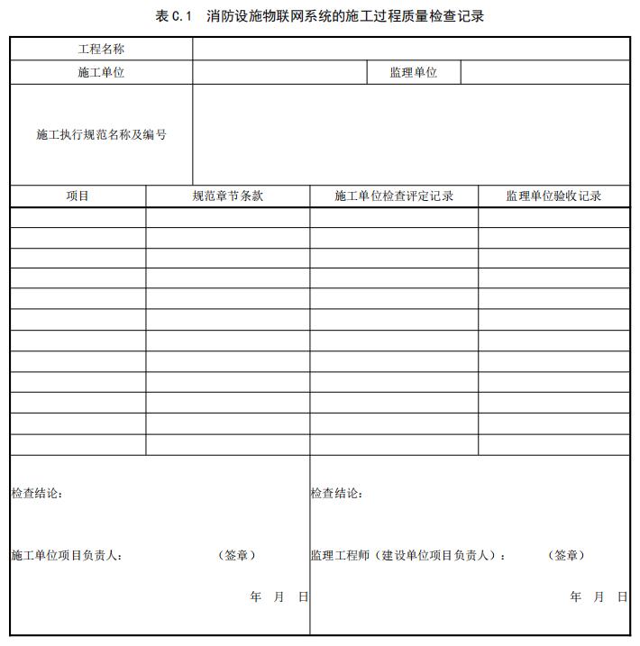 消防設(shè)施物聯(lián)網(wǎng)系統(tǒng)的施工過程質(zhì)量檢查記錄