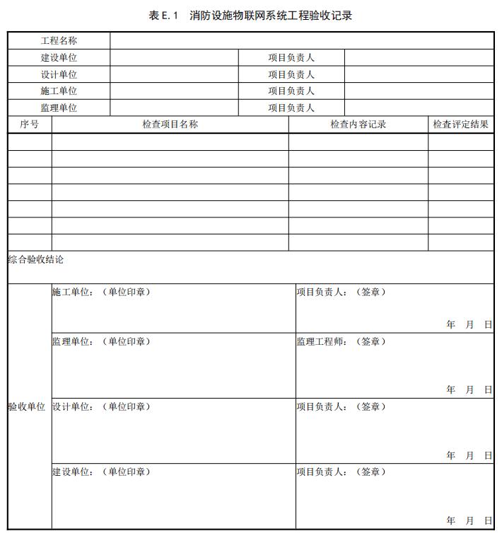 消防設(shè)施物聯(lián)網(wǎng)系統(tǒng)工程驗收記錄